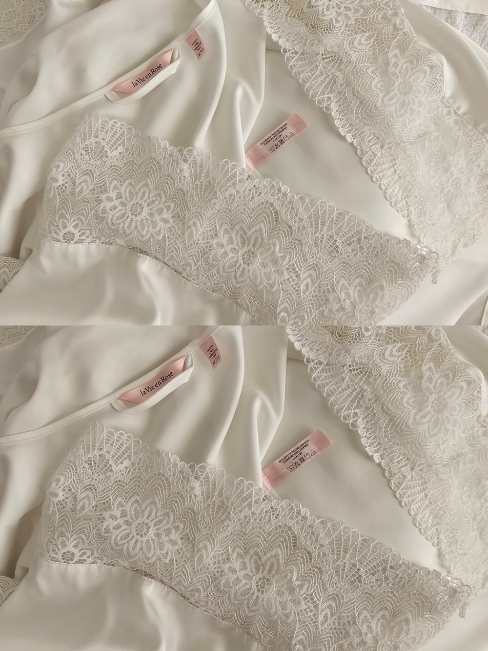 La Vie en Rose White Satin Kimono Robe - Picture 15 of 16